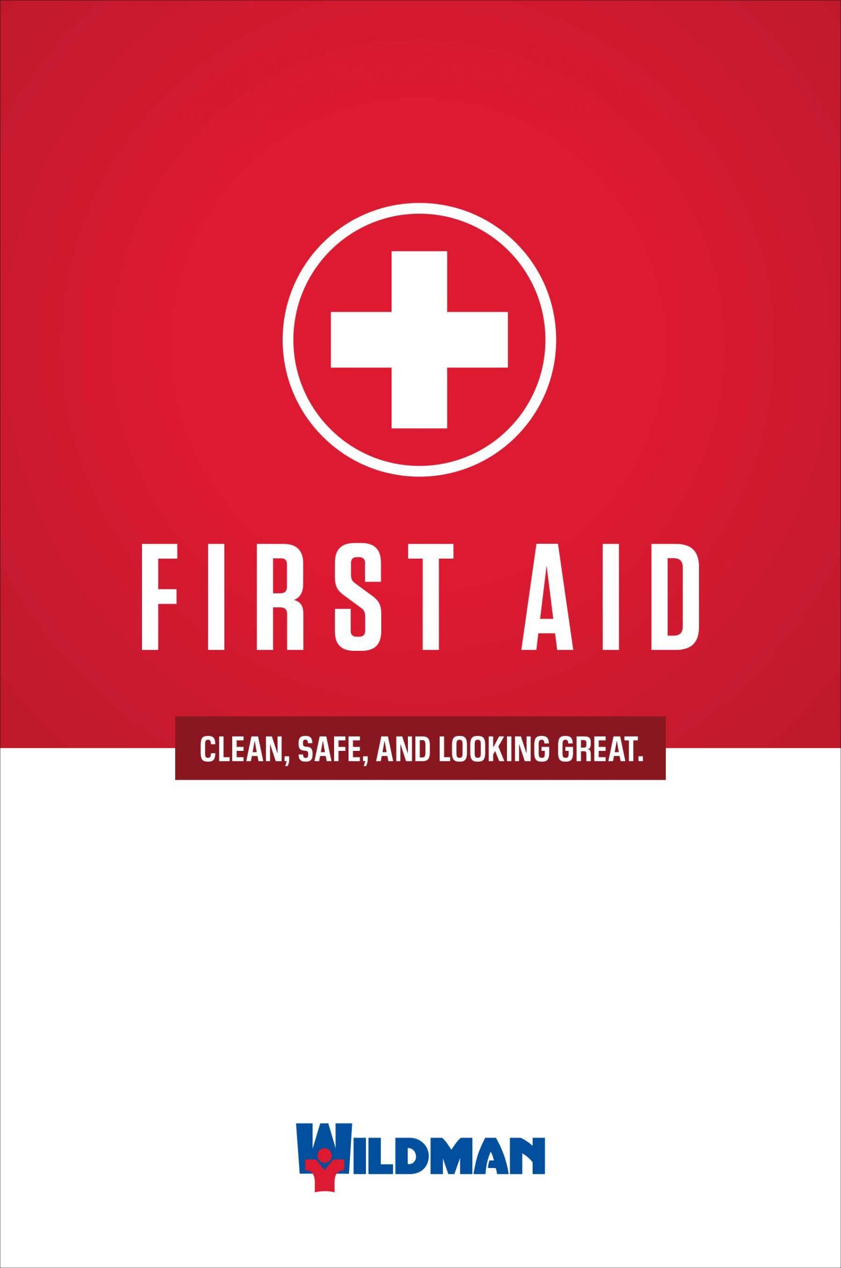 Red first aid overview brochure with a white cross—clean, safe, and looking great.