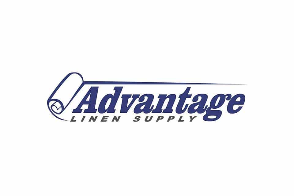 Advantage Linen Supply logo with a stylized roll of linen on the left.