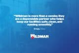 Vasey shares a testimonial about Wildman as a dependable partner on blue.